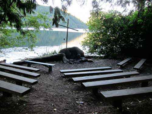 Seating area near lake